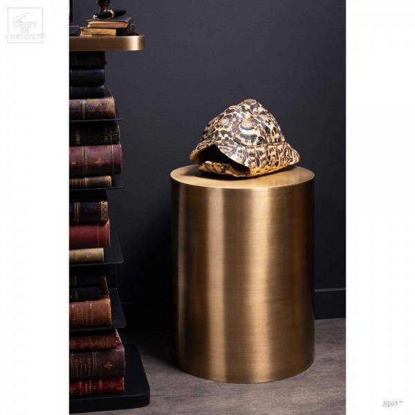 round side table in antic brass