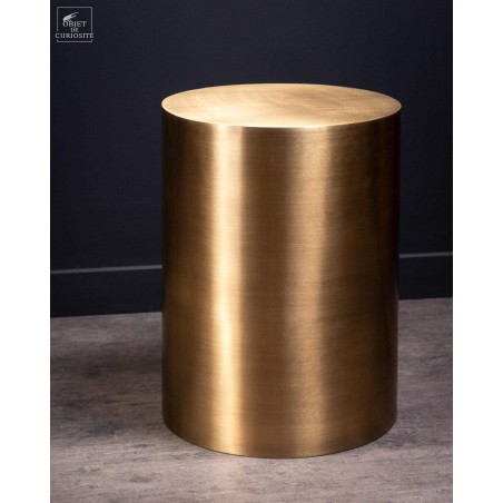 round side table in antic brass