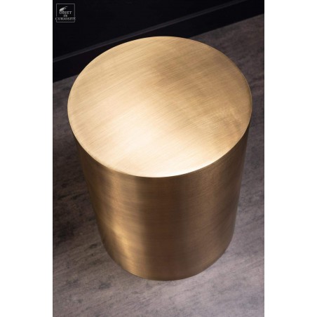 round side table in antic brass
