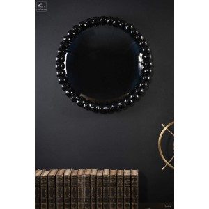 Cadre Perles noires - vide Verre clair bombé