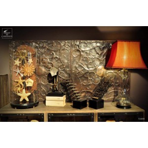Décoration murale sur base bois finition cuivrée 2