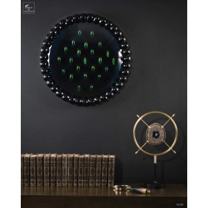 Cadre Perles noires - vide Verre clair bombé 2