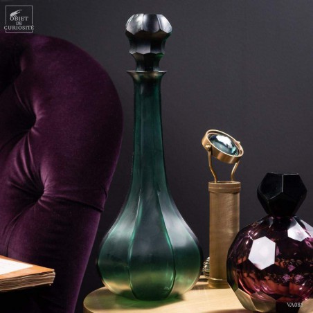 Faceted decanter amber green