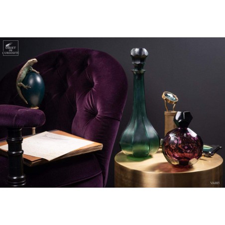 Faceted decanter amber green