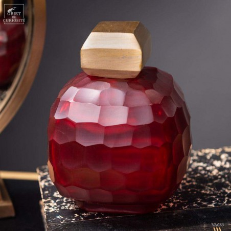 Red grenade vase with brass stopper