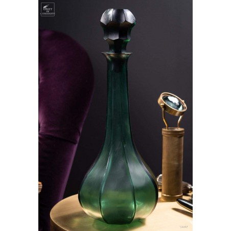 Faceted decanter amber green