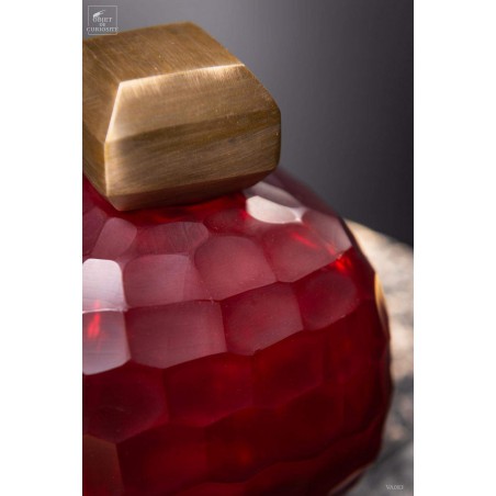 Red grenade vase with brass stopper
