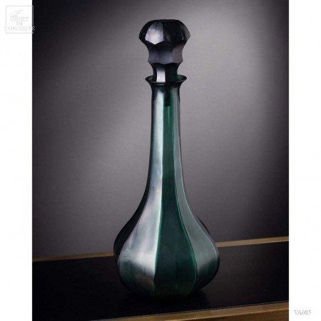 Faceted decanter amber green