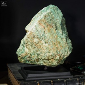 Green Fuchsite from Brazil on black base