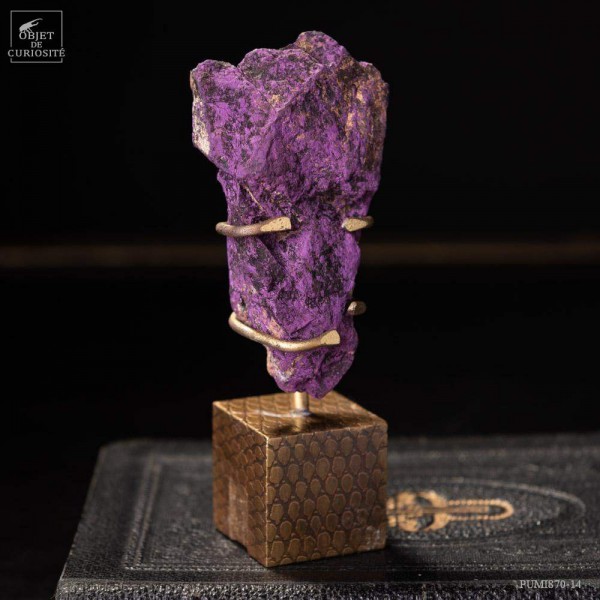 Purpurite de Namibie  sur mini-cube laiton
