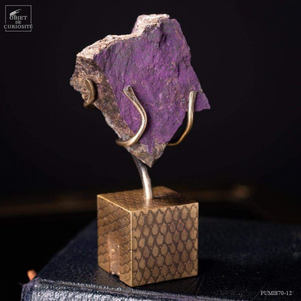 Purpurite de Namibie  sur mini-cube laiton