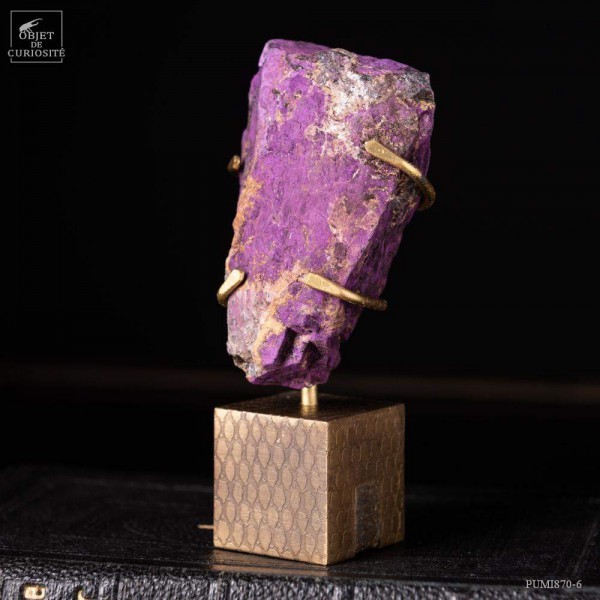 Purpurite de Namibie  sur mini-cube laiton