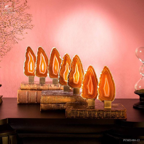 Série de 7 tranches d'Agate dorée sur...