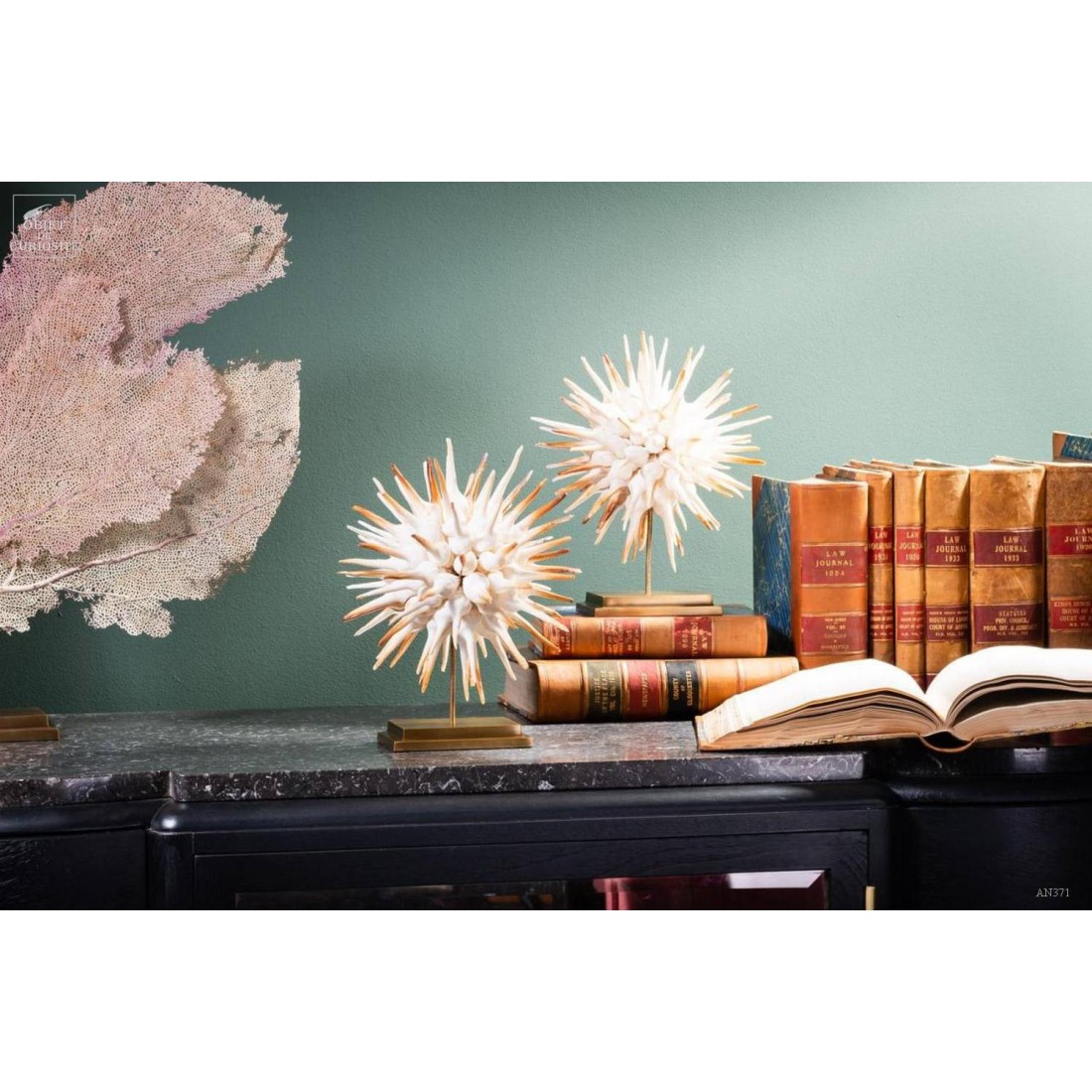 Ball of Fusinus sea shells on brass base Ball of Fusinus sea shells on brass base