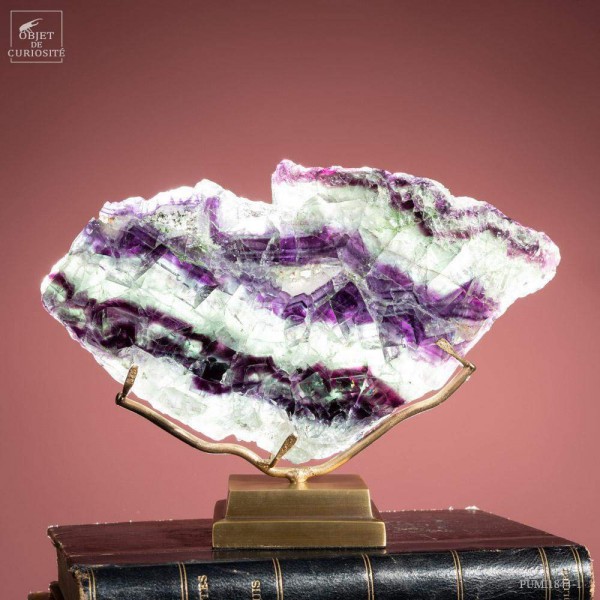 Rainbow fluorite on brass base