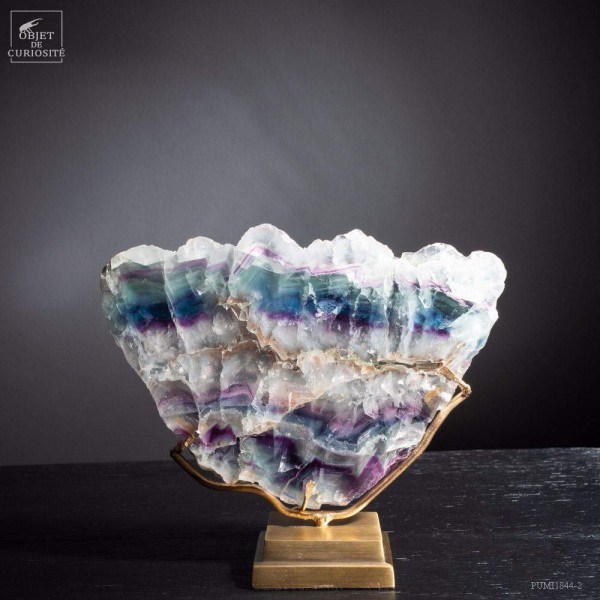 Rainbow fluorite on brass base