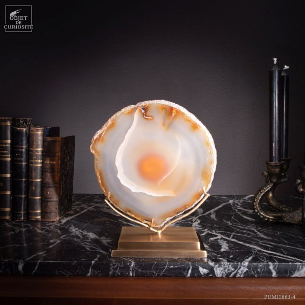 Agate dorée  sur socle laiton