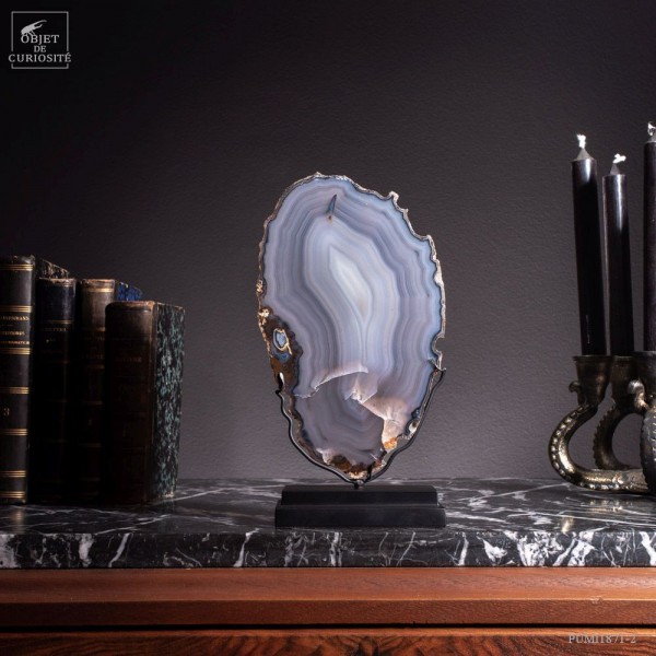 Agate en tranche, bordure noire (Brésil)