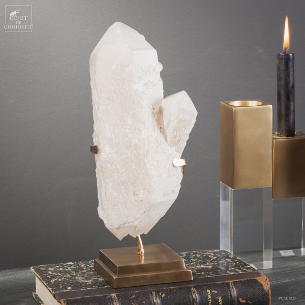 Quartz Ananas bi-terminél, base laiton