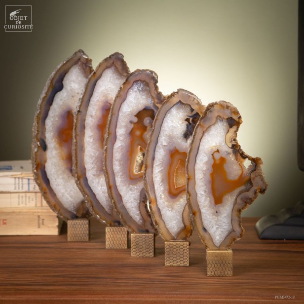 Série de 5 tranches d'agate support...
