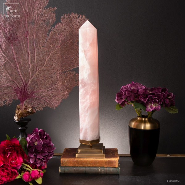 Pointe de quartz rose poli de...