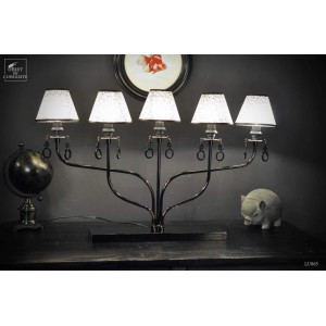 Lampe à poser 5 bras graphite pampilles onyx noir ABJ fleuris