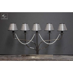 Lampe à poser 5 bras graphite perles de rivière ABJ fleuris