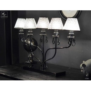 Lampe à poser 5 bras graphite pampilles onyx noir ABJ fleuris 2