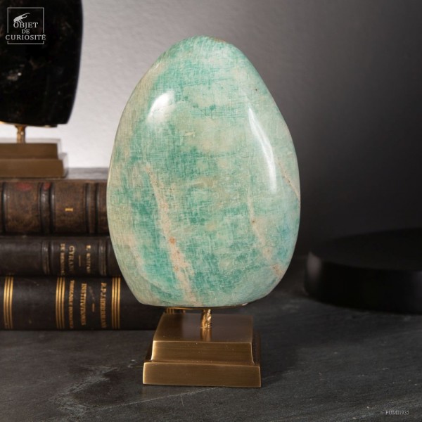 Amazonite de 1.3kg sur base laiton