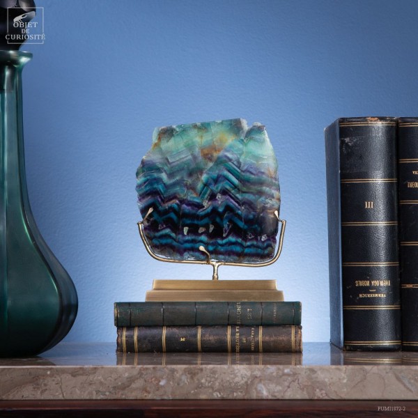 Rainbow fluorite on brass base