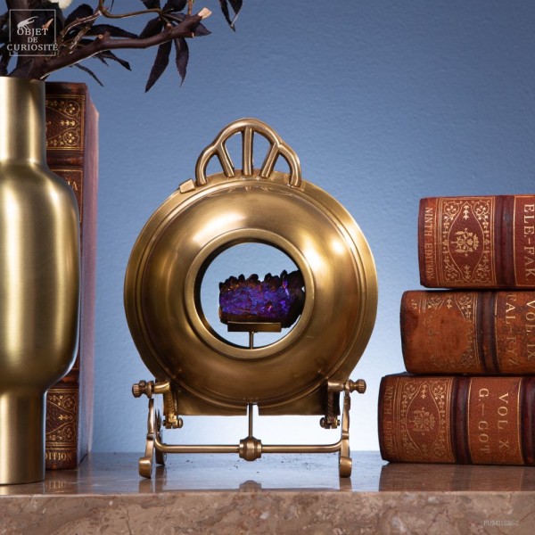 Brass porthole box with rainbow crystals