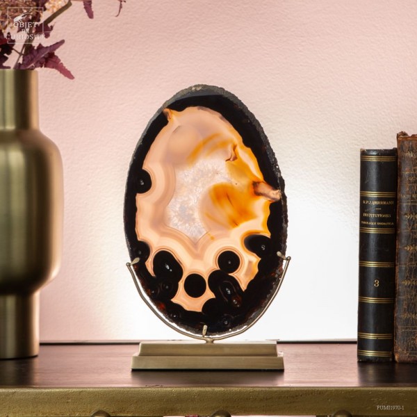 Agate slice on brass base