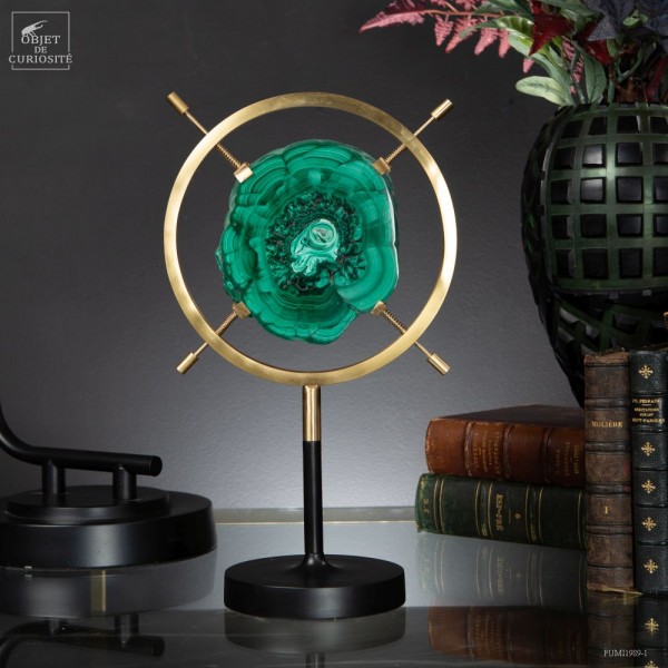 Slice of malachite in brass...