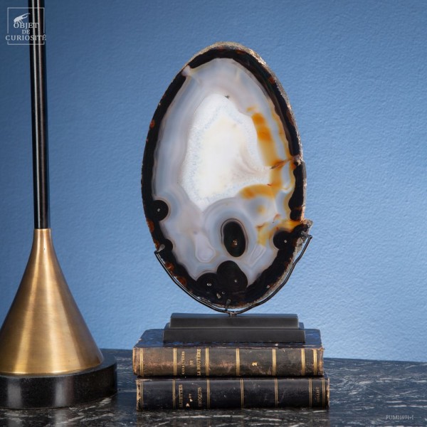 Tranche d'agate ovale bordure noire