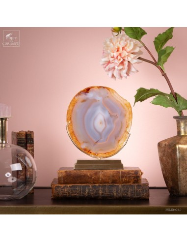Agate en tranche  sur socle laiton