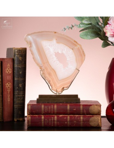 Agate en tranche  sur socle laiton