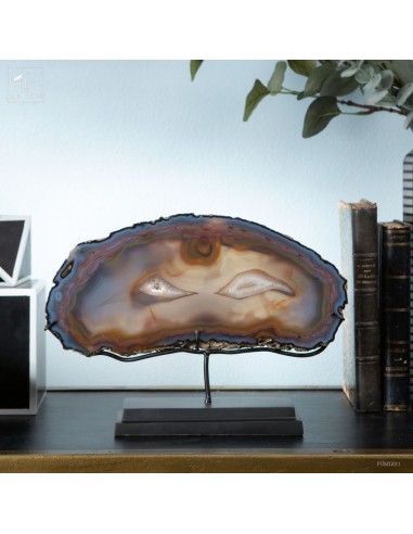 Tranche d'agate "masque" du Brésil .