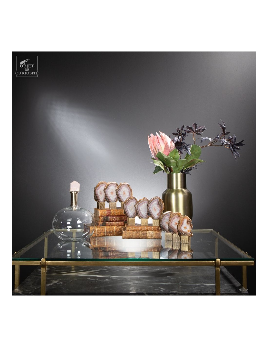 Série de 9 tranches d'agate support... Série de 9 tranches d'agate support...