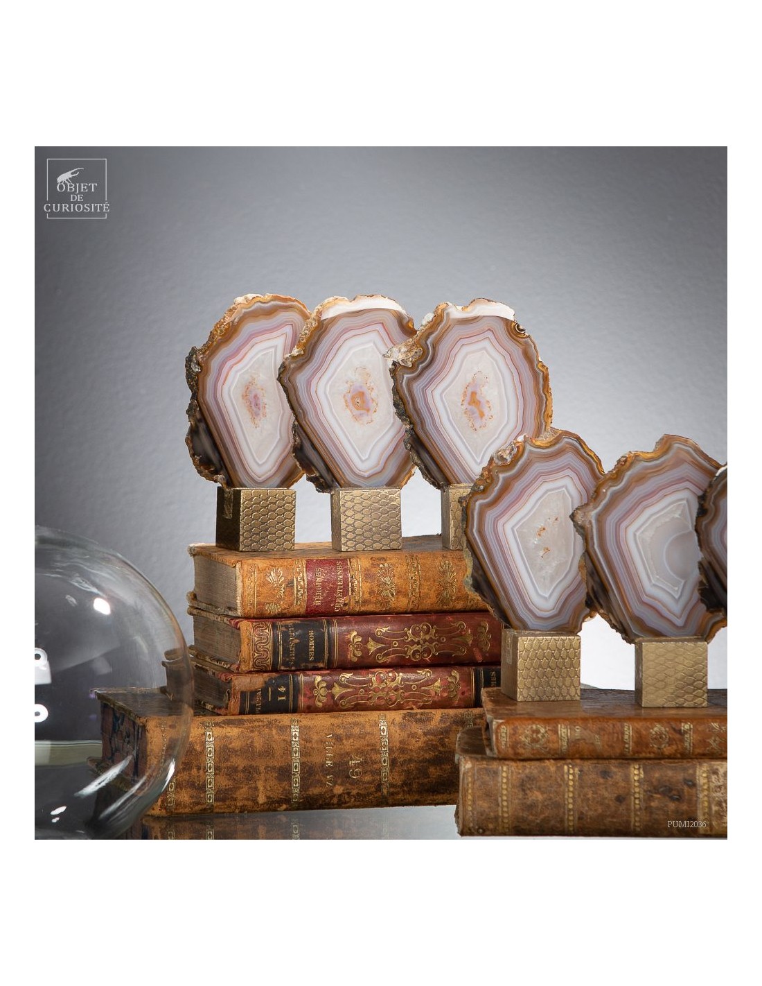 Série de 9 tranches d'agate support... Série de 9 tranches d'agate support...