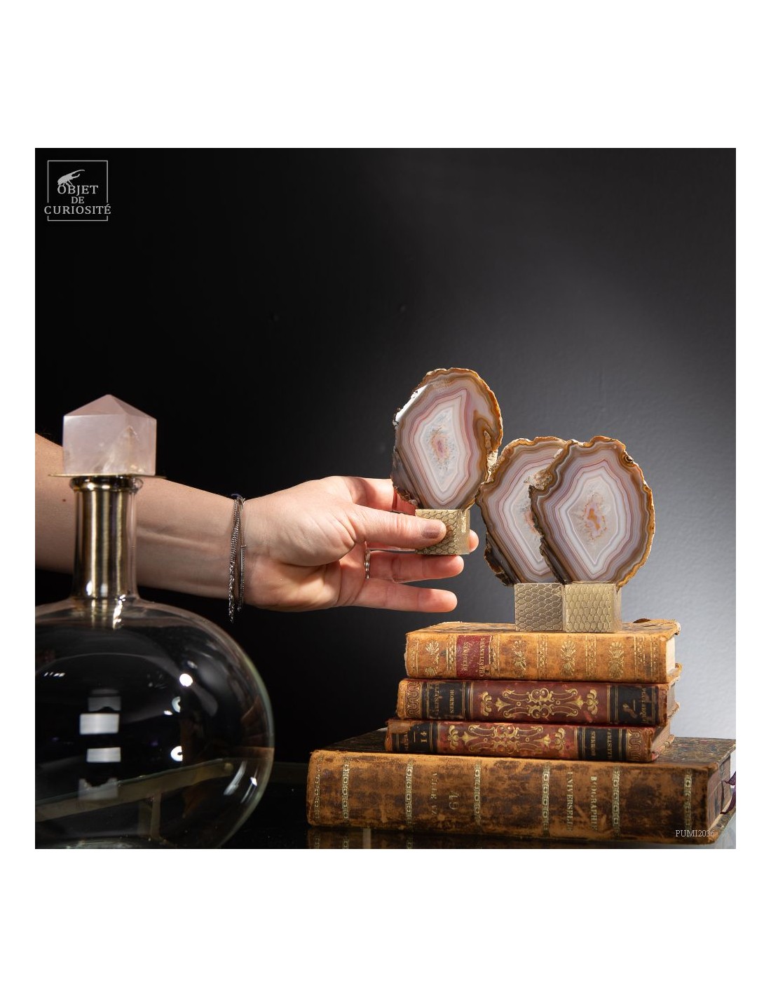 Série de 9 tranches d'agate support... Série de 9 tranches d'agate support...