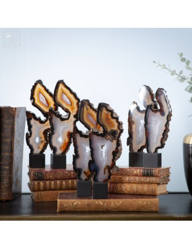 Serie of 6 agate slices on black...