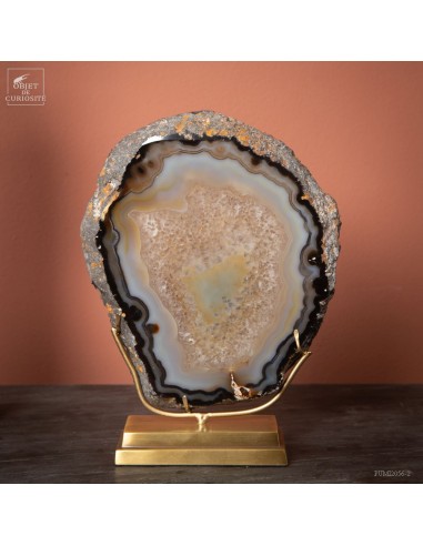 Thicker agate slice, on brass base