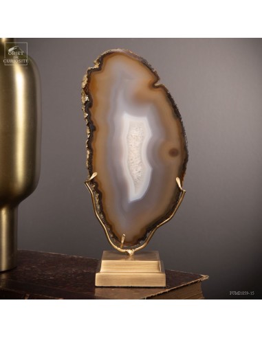 Tranche agate (Brésil) sur base laiton