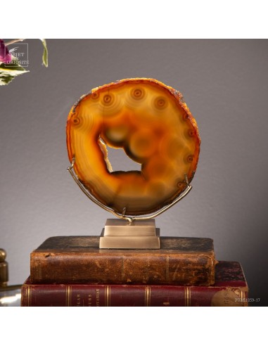 Tranche agate (Brésil) sur base laiton Tranche agate (Brésil) sur base laiton