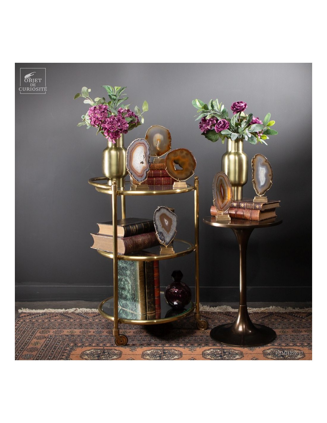 Tranche agate (Brésil) sur base laiton Tranche agate (Brésil) sur base laiton