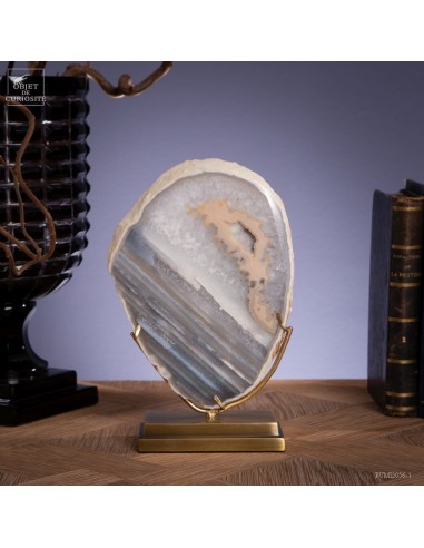 Thicker agate slice, on brass base