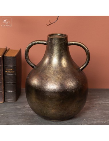 Round aluminum vase, antic brass...
