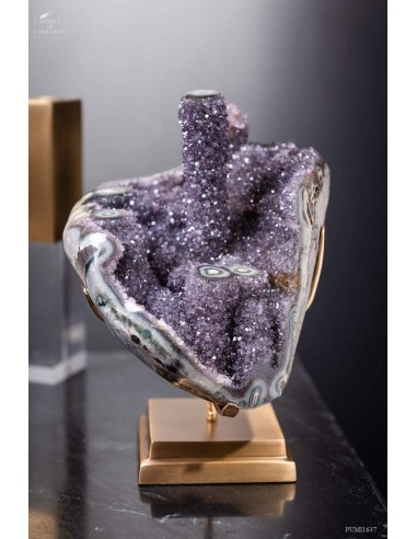 Uruguay amethyst on brass base