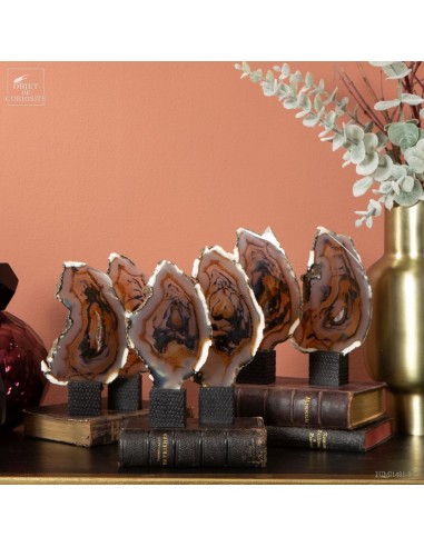 Série de 6 tranches d'agate support...