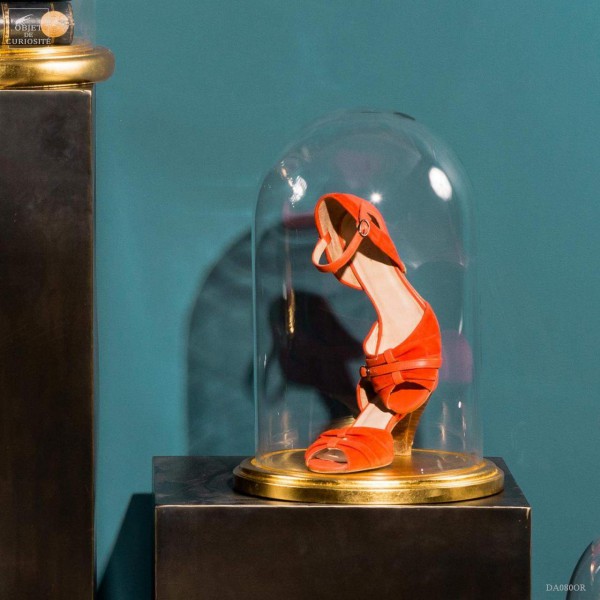 Glass bell jar on gold leaf base